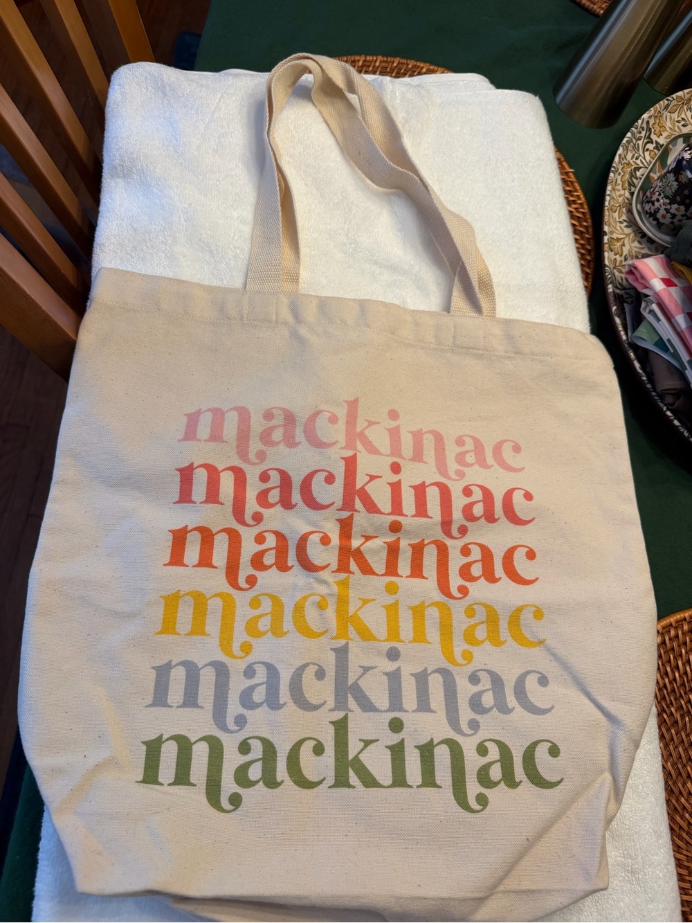 Multi-Color Canvas Tote Bag - Mackinac Island